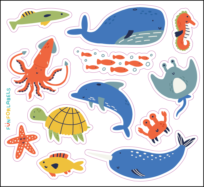 Stickers Animales Marinos